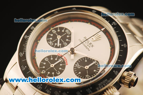 Rolex Daytona Vintage Edition Chronograph Swiss Valjoux 7750 Manual Winding Steel Case/Strap with White Dial and Red Markers - Click Image to Close